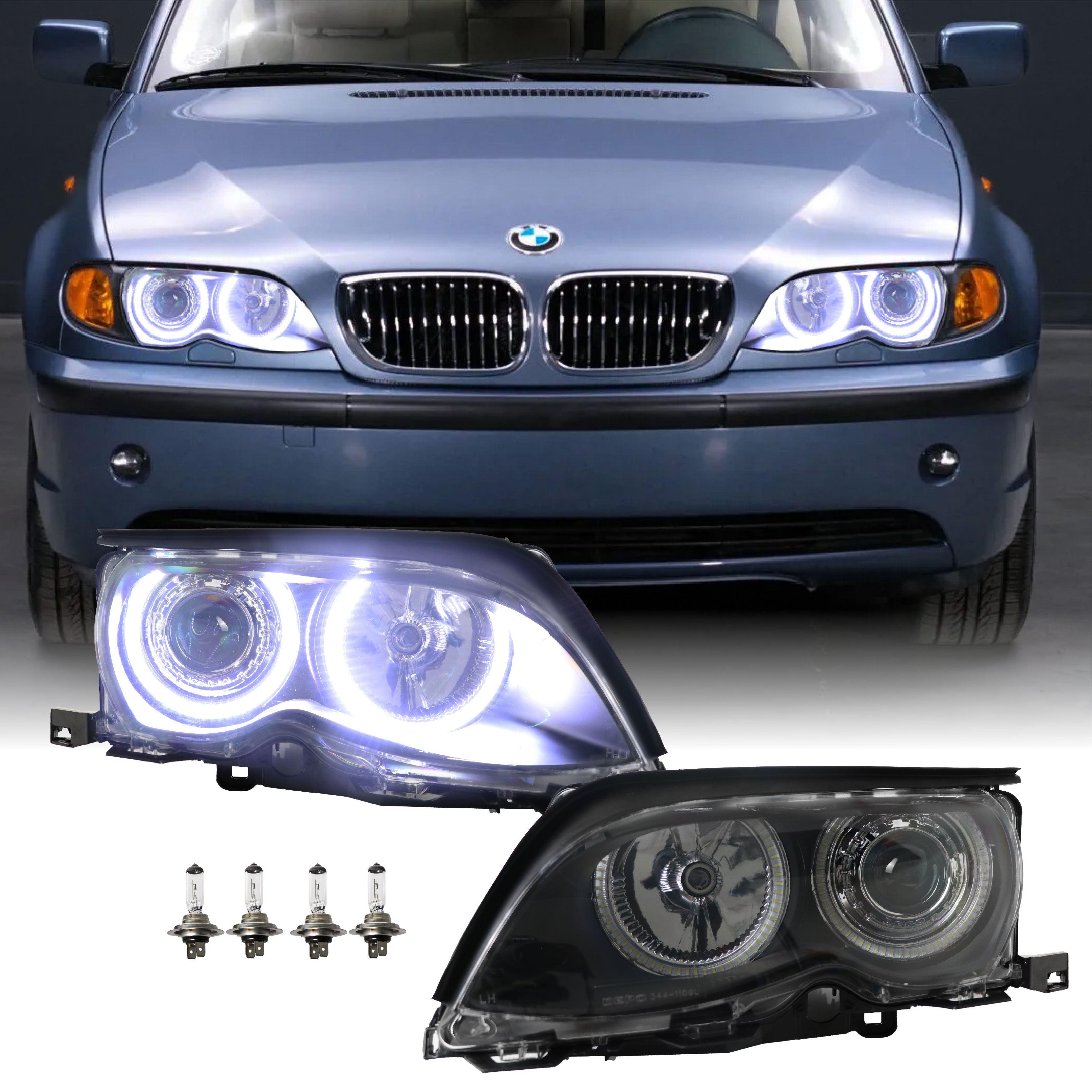 2002-2005 BMW 3 Series E46 4D Sedan / 4D Wagon Angel Eye Projector  Headlight W/ Optional UHP LED Halo Rings