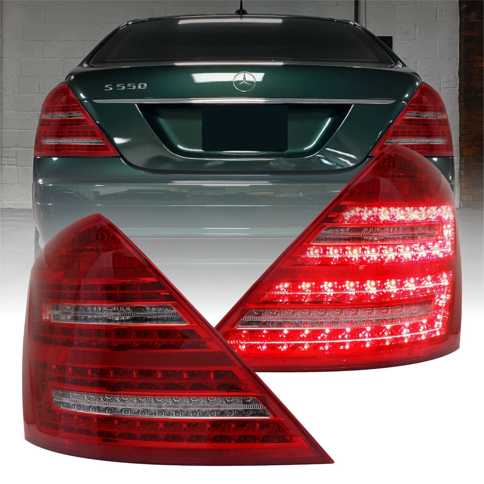 2007-2009 Mercedes S Class W221 Facelift Style Red/Clear LED Rear Tail Light