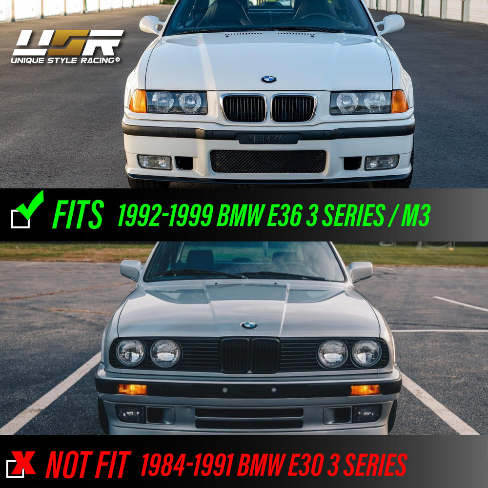 1992-1999 BMW E36 3 Series DEPO P36 Projector Angel Eye GLASS Lens Headlight Optional UHP LED Halo Rings