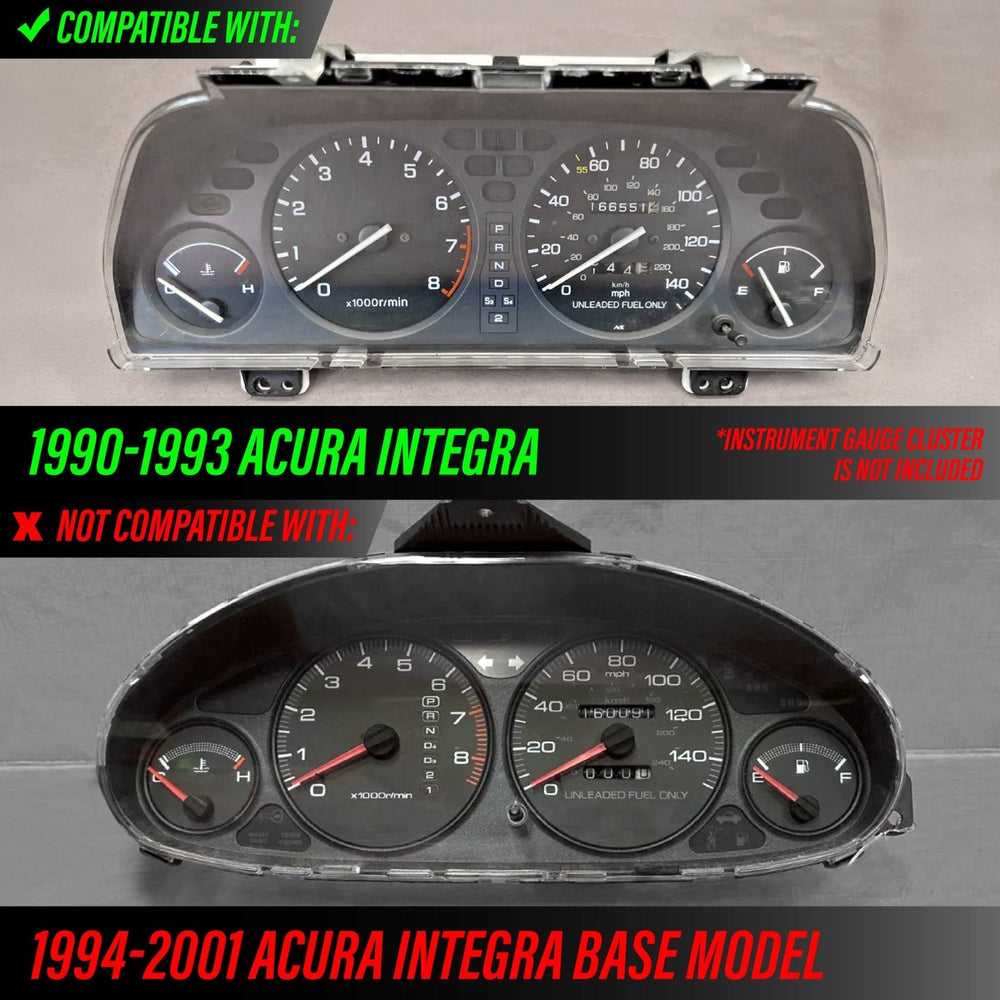 1990 - 1993 Acura Integra LS/RS/GS TYPER Style Red Glow E.L Glow Gauge Face for Instrument Cluster