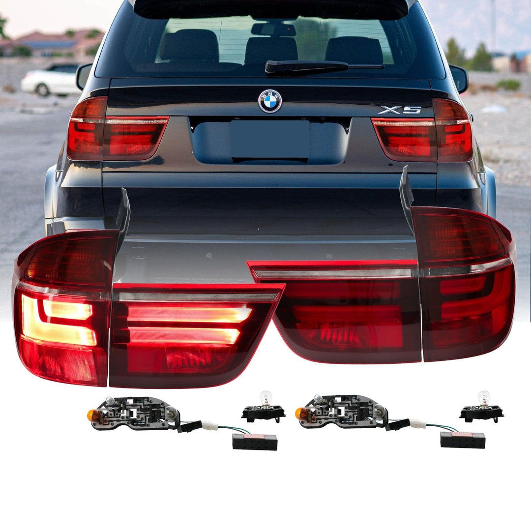 2007-2013 BMW E70 X5 OEM LCI Facelift Style Light Bar LED Smoke or Red/Clear Rear Tail Light Set Made by DEPO