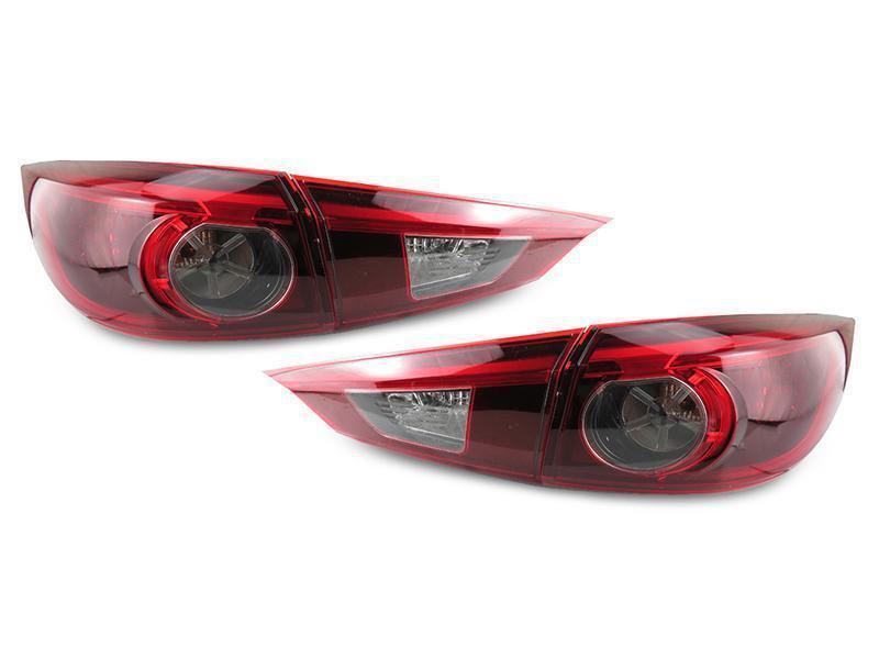 2014-2018 Mazda 3 4D Sedan Touring Style Red/Clear Rear 4 Pieces LED Tail Lights Made by DEPO