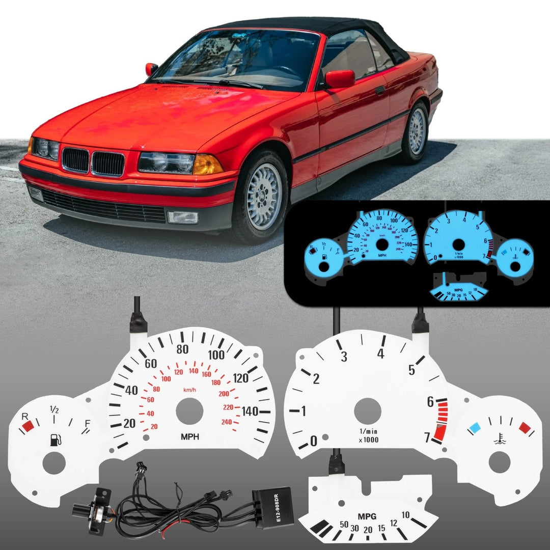 1992 - 1999 BMW E36 3 Series White Gauge Face Blue/Green Glow Gauge