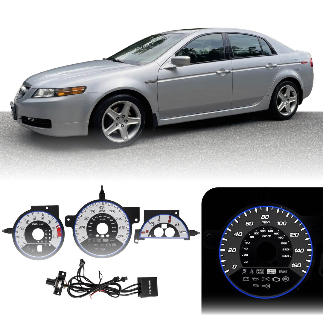 2004 - 2006 Acura TL Type S Style Silver/Black Gauge Face Blue/White Glow Gauge