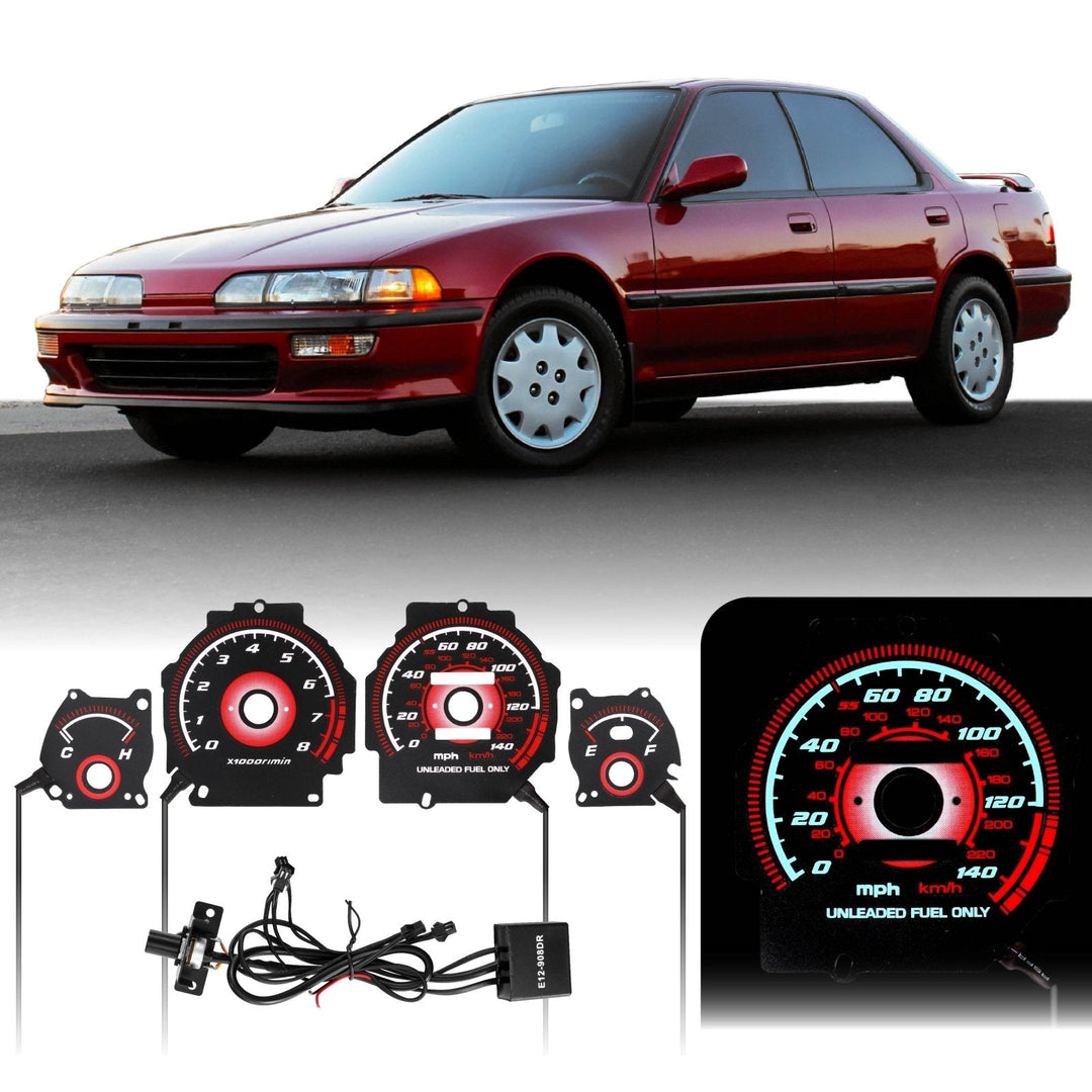 1990 - 1993 Acura Integra LS/RS/GS TYPER Style Red Glow E.L Glow Gauge Face for Instrument Cluster