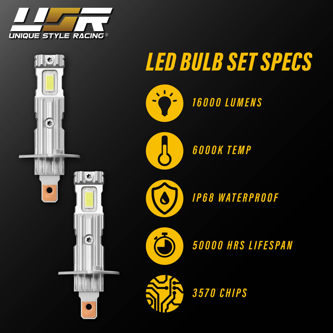 White LED 6000K H1 Bulbs Set