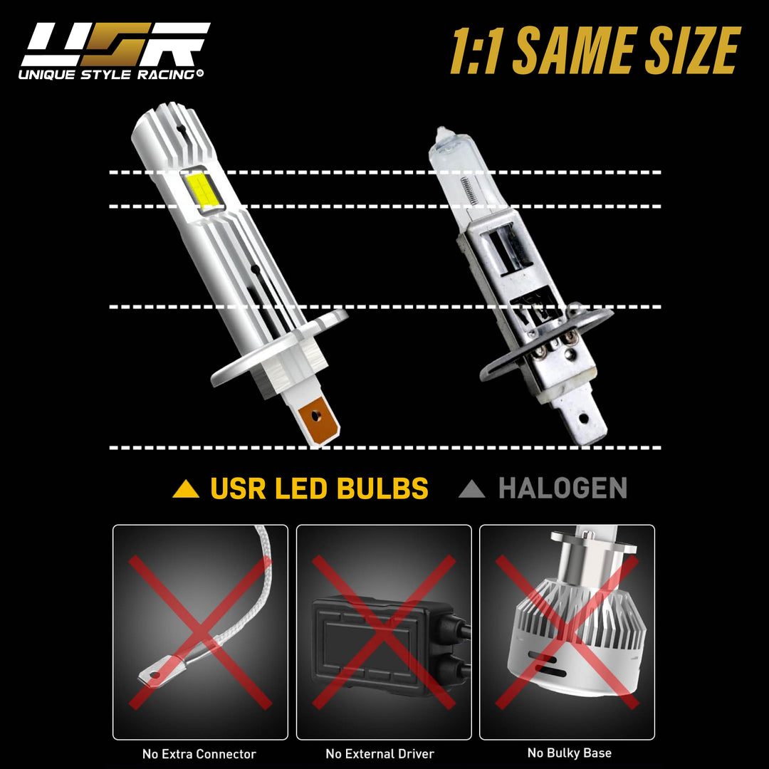 White LED 6000K H1 Bulbs Set