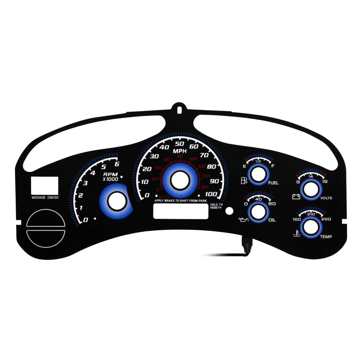 1999-2002 Chevrolet Chevy Silverado & Tahoe Black Gauge Face Blue Glow Gauge for Instrument Cluster