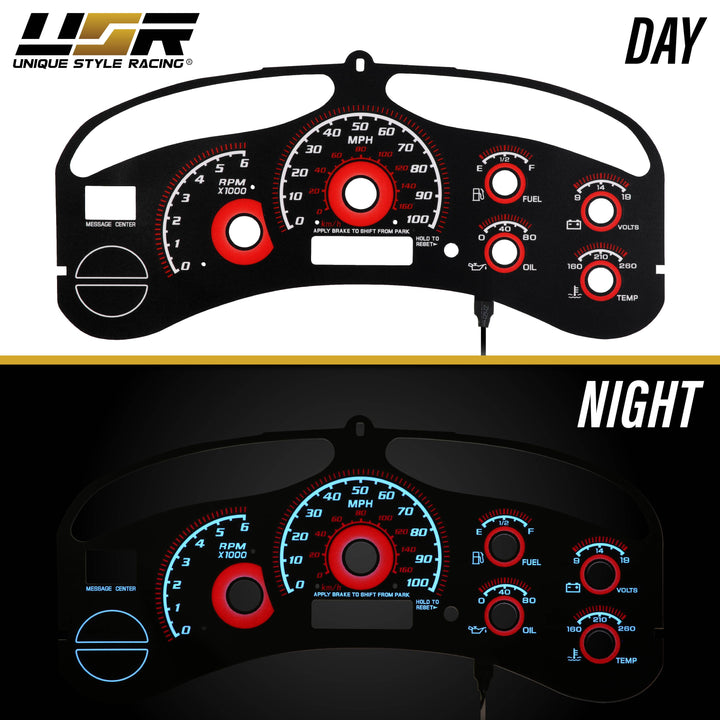 1999-2002 Chevrolet Chevy Silverado & Tahoe Black Gauge Face Red Glow Gauge for Instrument Cluster