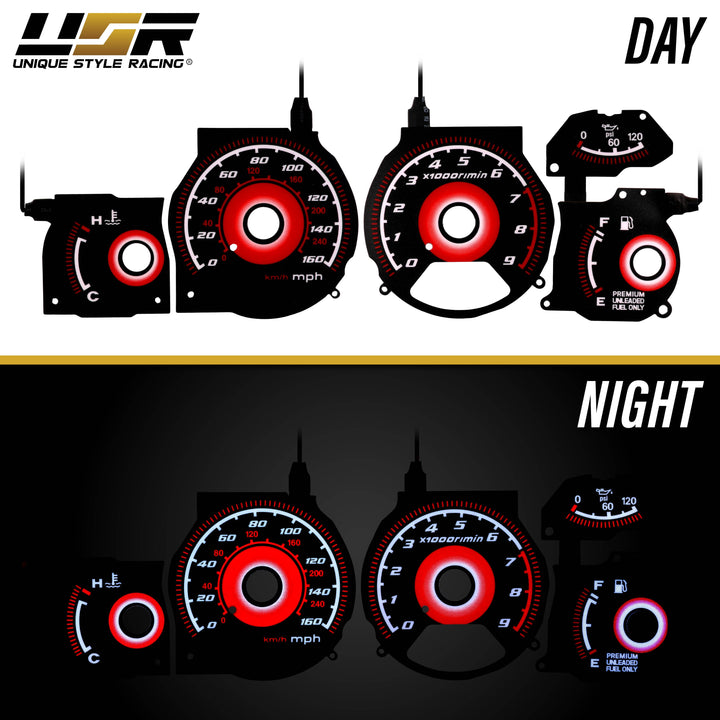 1992-1996 Nissan 300ZX 300 ZX NONTURBO Black Gauge Face Red Glow Gauge for Instrument Cluster