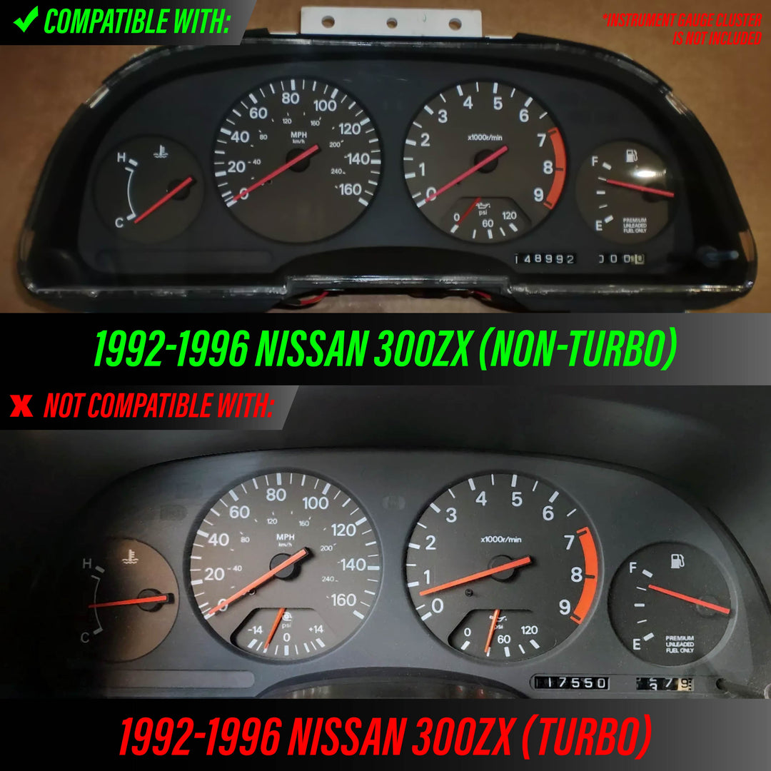 1992-1996 Nissan 300ZX 300 ZX NONTURBO Black Gauge Face Red Glow Gauge for Instrument Cluster