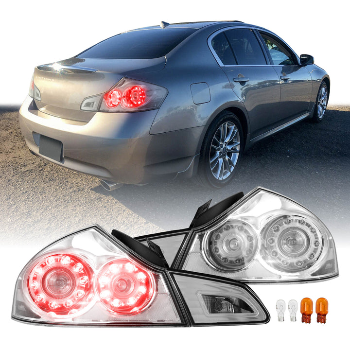 2007-2013 Infiniti G35 4D, 2009-2013 G37 4D & 2015 Q40 4D Sedan All Clear Lens LED Tail Lights