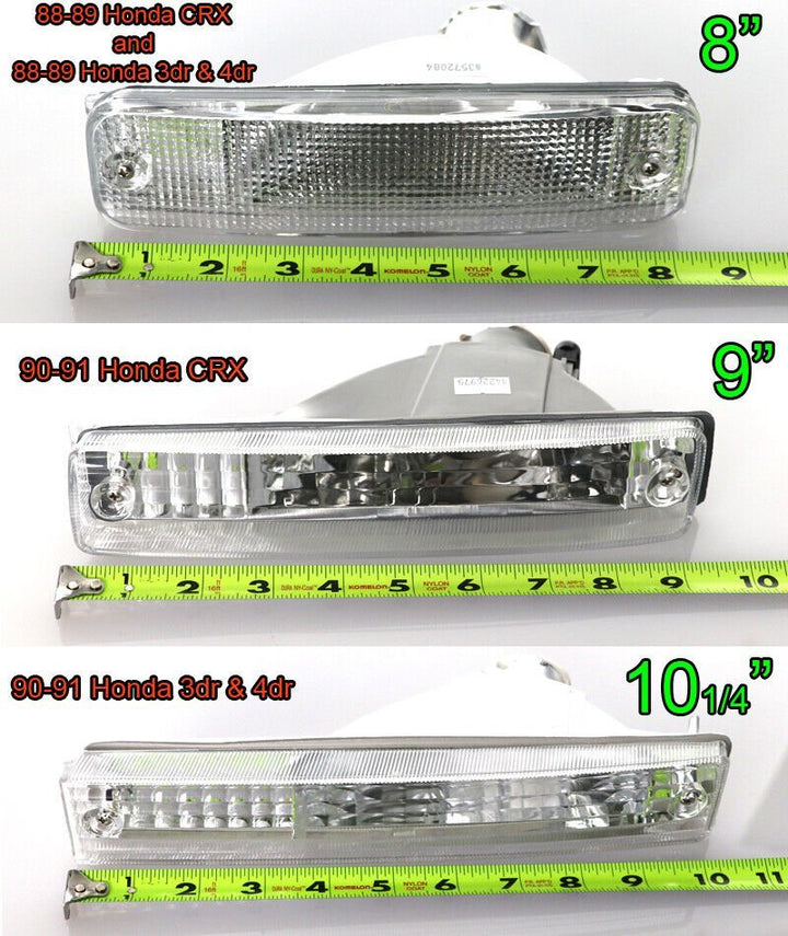 1990 - 1991 Honda CRX / CRX Front Clear or Smoke or Amber Bumper Signal Lights