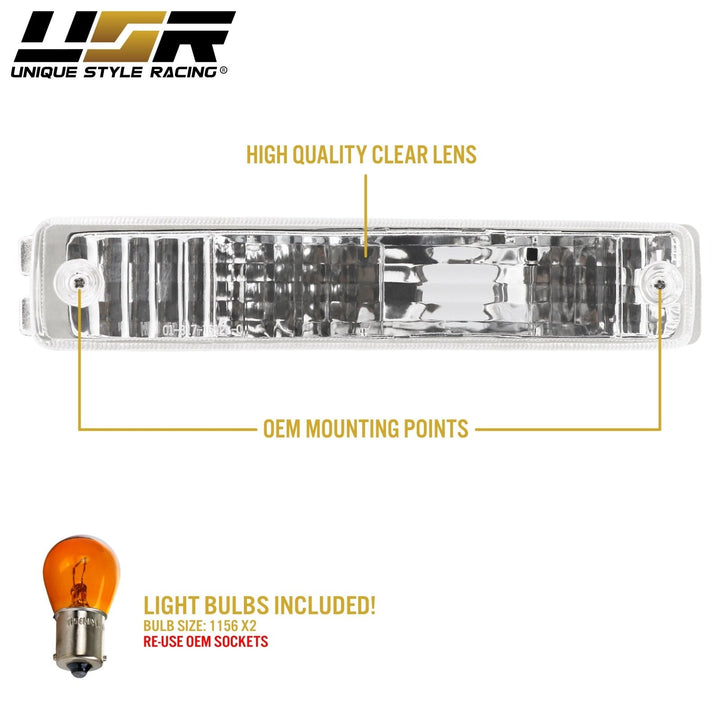 1990 - 1991 Honda CRX / CRX Front Clear or Smoke or Amber Bumper Signal Lights