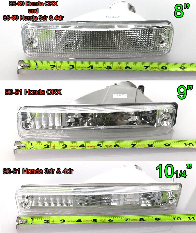 1990 - 1991 Honda CRX / CRX Front Clear, Smoke or Amber Lens Bumper Signal Lights