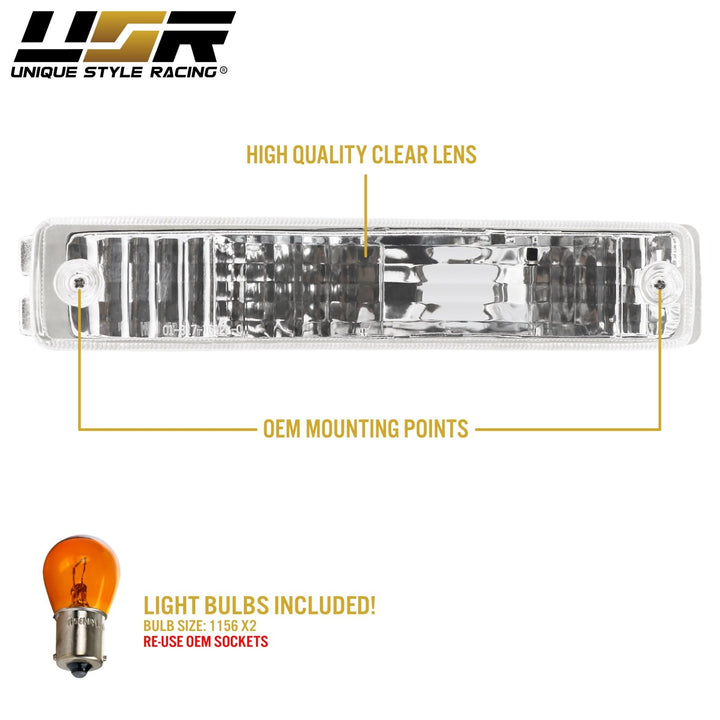 1990 - 1991 Honda CRX / CRX Front Clear, Smoke or Amber Lens Bumper Signal Lights