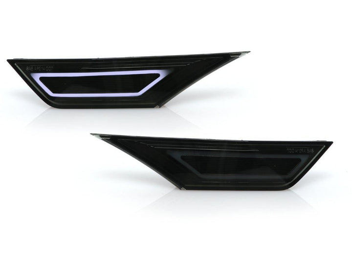 2016 - 2021 Honda Civic 10th Gen 991 Carrera Style Black or Chrome / Smoke Front Amber or White LED Bar Bumper Side Marker Lights