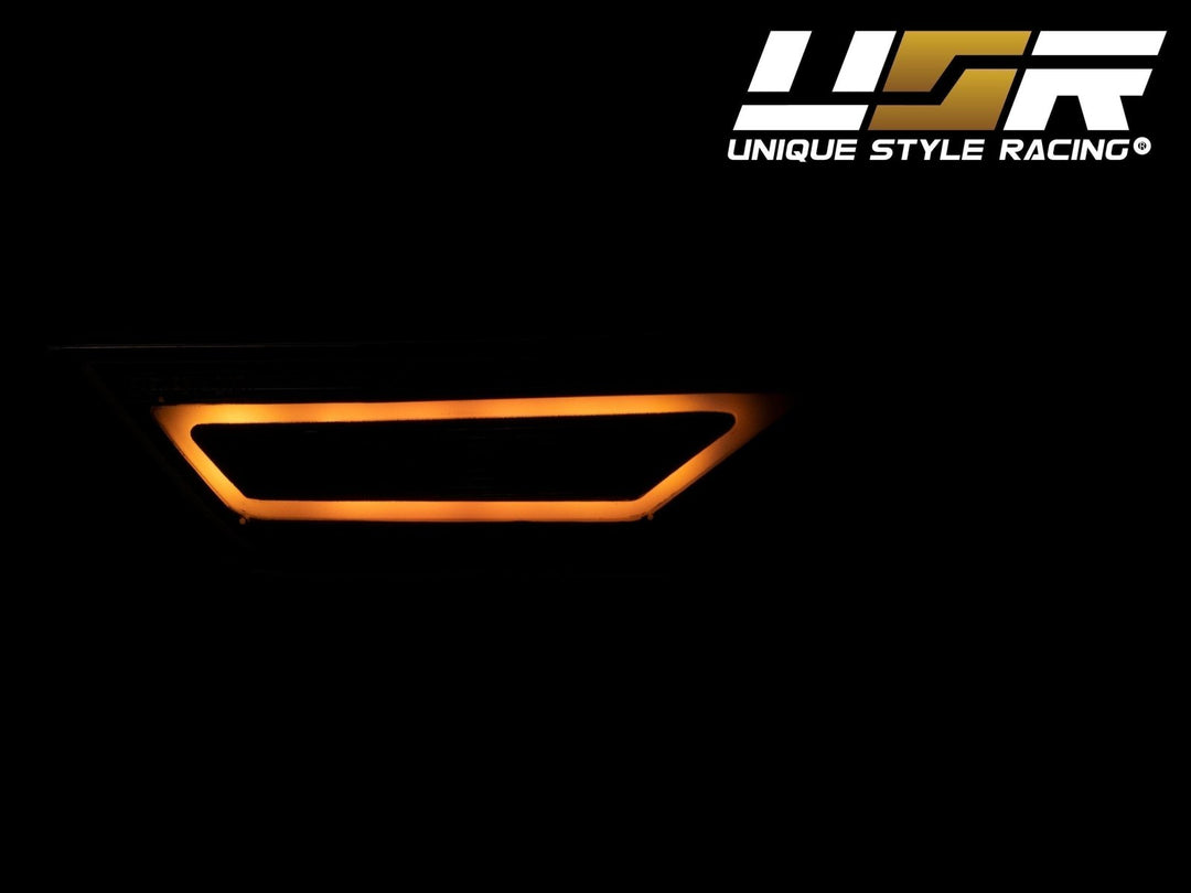 2016 - 2021 Honda Civic 10th Gen 991 Carrera Style Black or Chrome / Smoke Front Amber or White LED Bar Bumper Side Marker Lights