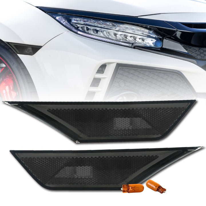 2016 - 2021 Honda Civic 10th Gen Clear or Smoke Lens Front Bumper Side Marker Lights