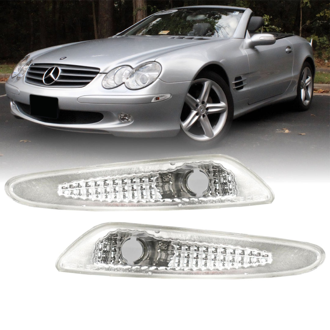 2003 - 2006 Mercedes SL Class R230 Clear or Smoke Front Bumper Side Marker Light