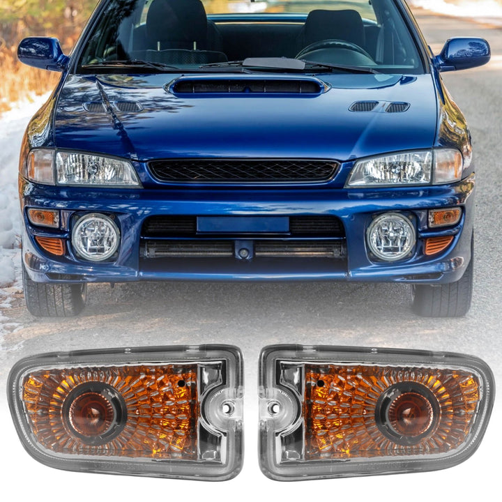 1992 - 2001 Subaru Classic Impreza 2.5RS Crystal Clear/Chrome or Crystal Smoke/Black Front Bumper Turn Signal Lights