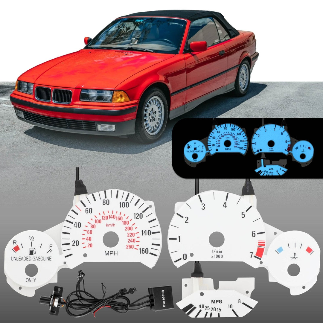 1992 - 1999 BMW E36 3 Series White Gauge Face Blue/Green Glow Gauge