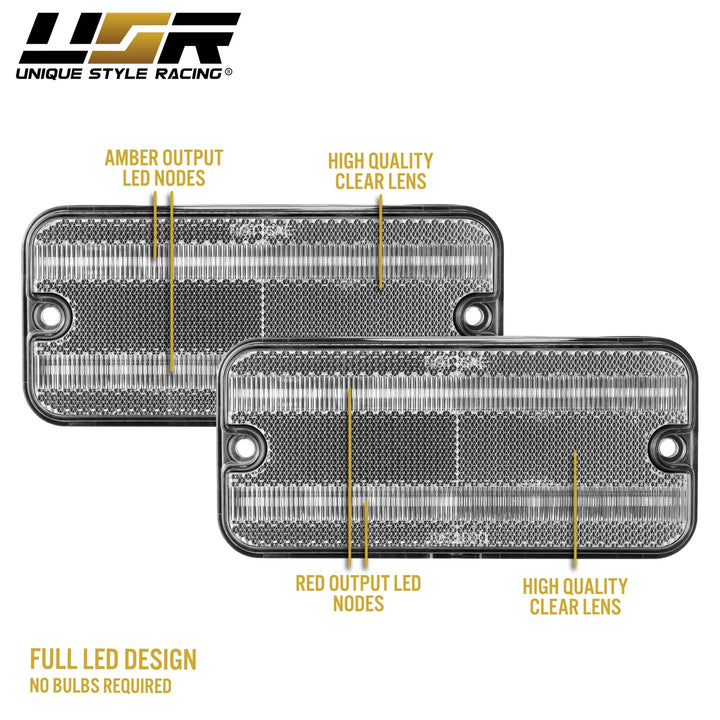 1968 - 1972 Chevrolet Chevy CK C/K Front + Rear Smoke or Clear Lens Amber & Red or White LED Corner Lights