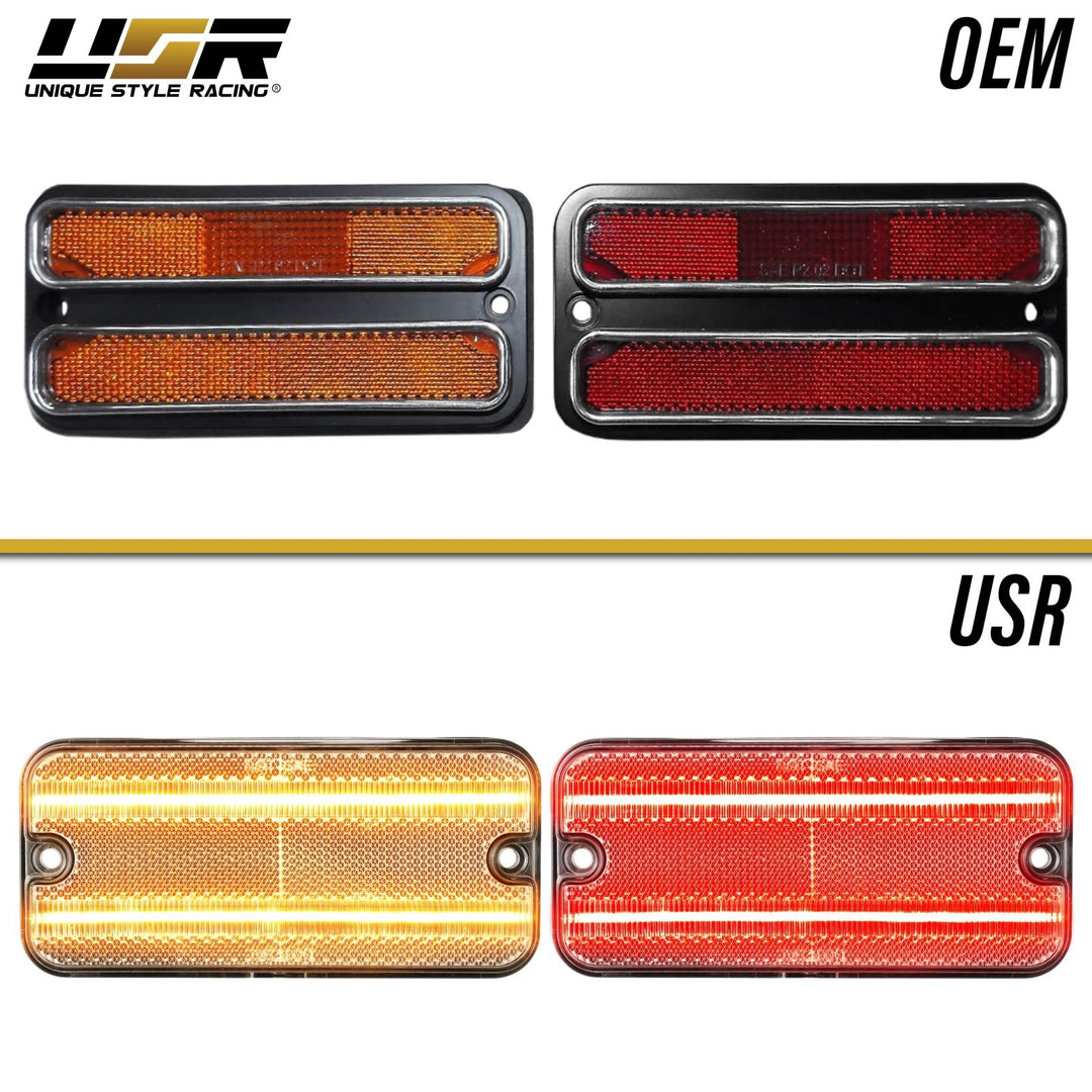 1968 - 1972 Chevrolet Chevy CK C/K Front + Rear Smoke or Clear Lens Amber & Red or White LED Corner Lights