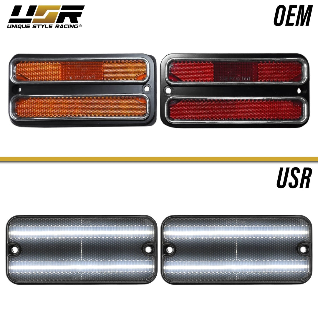 1968 - 1972 Chevrolet Chevy CK C/K Front + Rear Smoke or Clear Lens Amber & Red or White LED Corner Lights