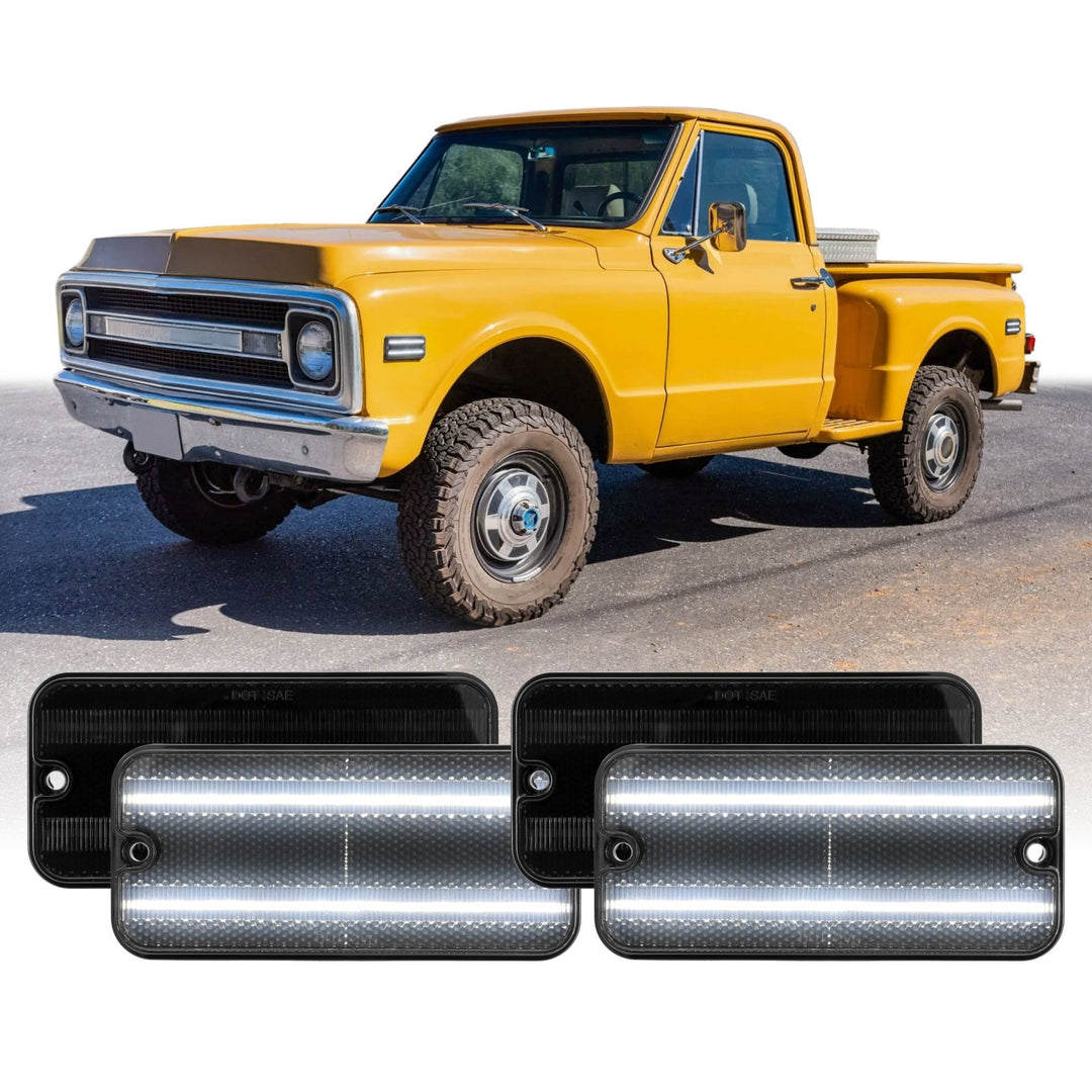 1968 - 1972 Chevrolet Chevy CK C/K Front + Rear Smoke or Clear Lens Amber & Red or White LED Corner Lights