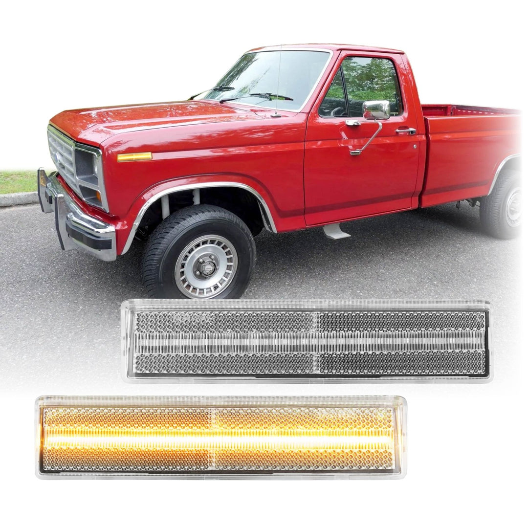 1980 - 1986 Ford F - 150 / F - 250 / F - 350 Pick Up Truck & Bronco SUV Front Clear or Smoke Lens Amber or White LED Corner Light