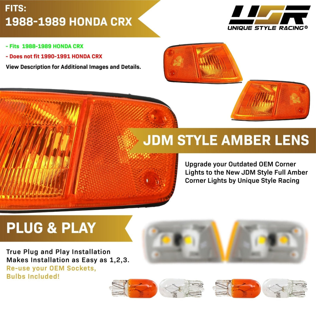 1988 - 1989 Honda CRX Clear, Smoke or Amber Front Corner Lights