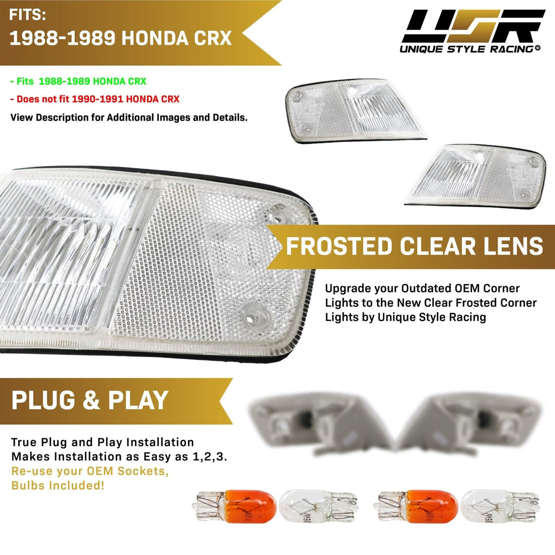 1988 - 1989 Honda CRX Clear, Smoke or Amber Front Corner Lights