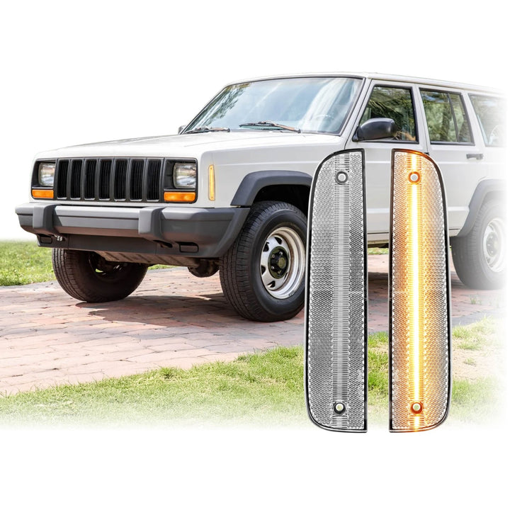 1997 - 2001 Jeep Cherokee Front Clear or Smoke Lens Amber or White LED Corner Light