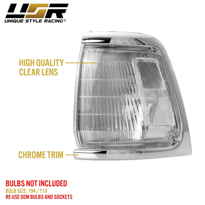 1989 - 1991 Toyota Pickup Truck 2WD All Clear Lens Front Corner Lights