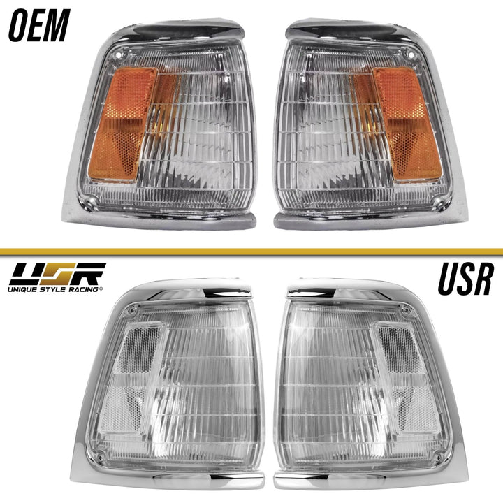 1989 - 1991 Toyota Pickup Truck 2WD All Clear Lens Front Corner Lights