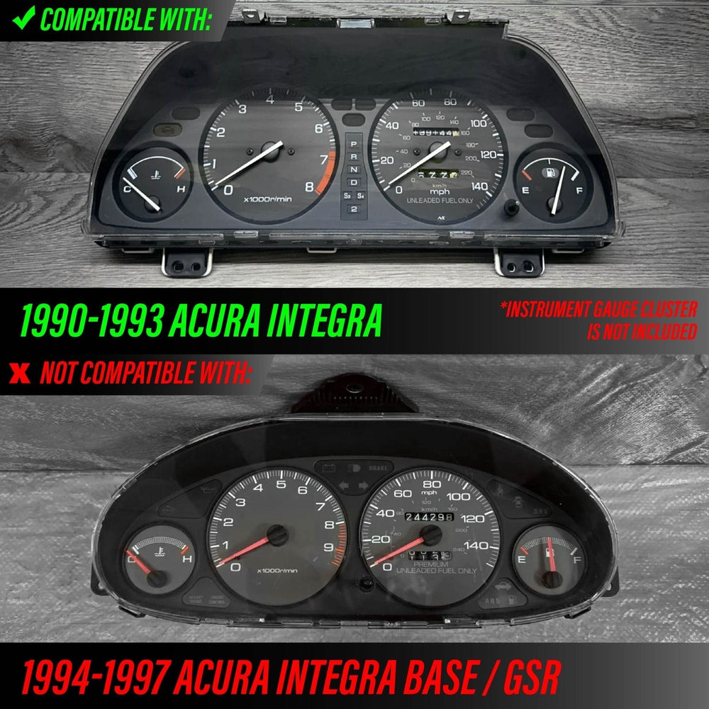 1990 - 1993 Acura Integra LS/RS/GS White Face Blue/Green Glow Gauge Face for Instrument Cluster