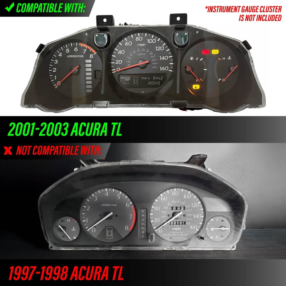 2001 - 2003 Acura TL Black Gauge Face Red Glow Gauge