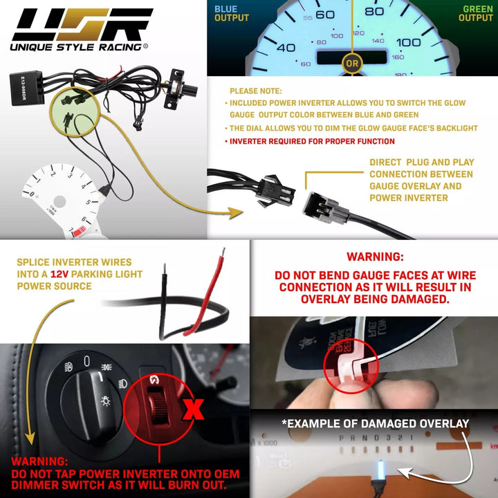 1997 - 2003 BMW E39 NON M5 5 Series & 1995 - 2001 BMW E38 7 Series & 2000 - 2006 BMW E53 X5 E92 M3 Style White Gauge Face Blue / Green Glow Overlay