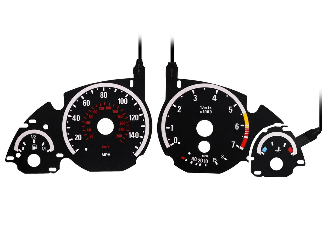 1997 - 2003 BMW E39 NON M5 5 Series & 1995 - 2001 BMW E38 7 Series & 2000 - 2006 BMW E53 X5 E92 M3 Style Black Gauge Face White Glow Overlay