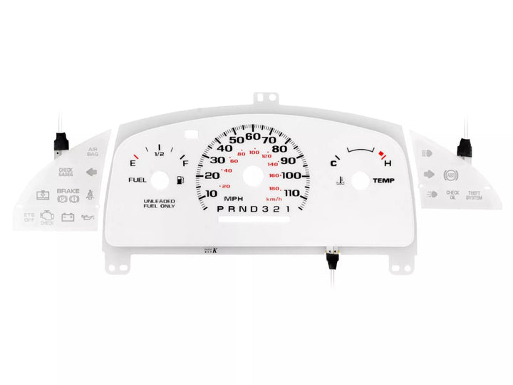 1995 - 1999 Chevrolet Chevy Cavalier White Face Blue/Green Glow Gauge Face for Instrument Cluster