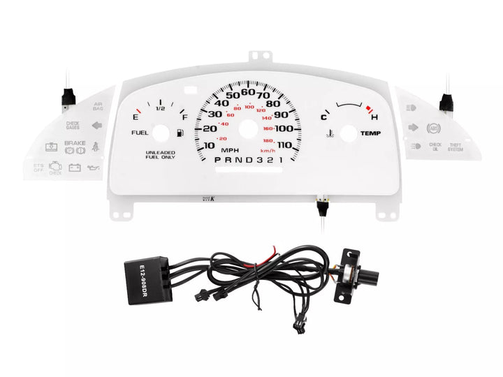 1995 - 1999 Chevrolet Chevy Cavalier White Face Blue/Green Glow Gauge Face for Instrument Cluster