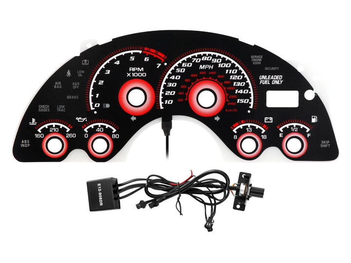 1997 - 2002 Chevrolet Chevy Camaro V8 Black Gauge Face Red Glow Gauge for Instrument Cluster