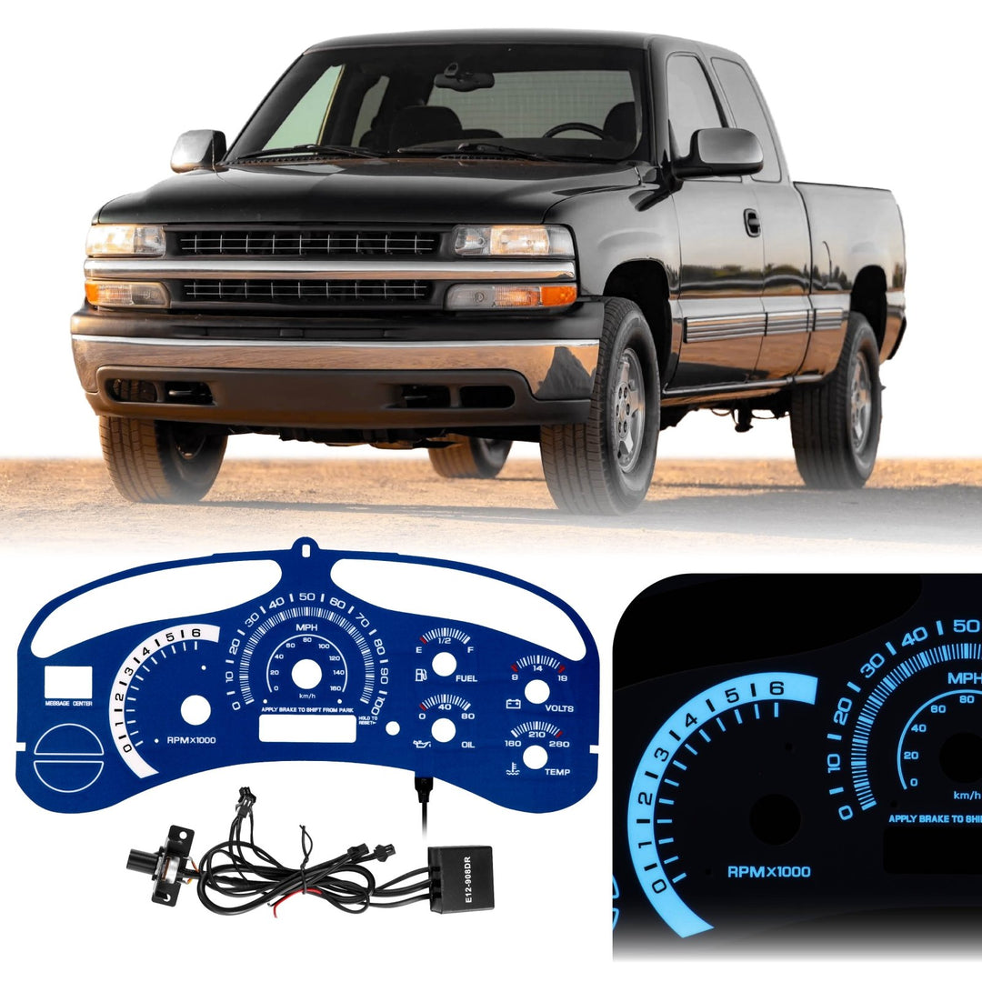 1999 - 2002 Chevrolet Chevy Silverado & Tahoe Blue Gauge Face Blue Glow Gauge for Instrument Cluster