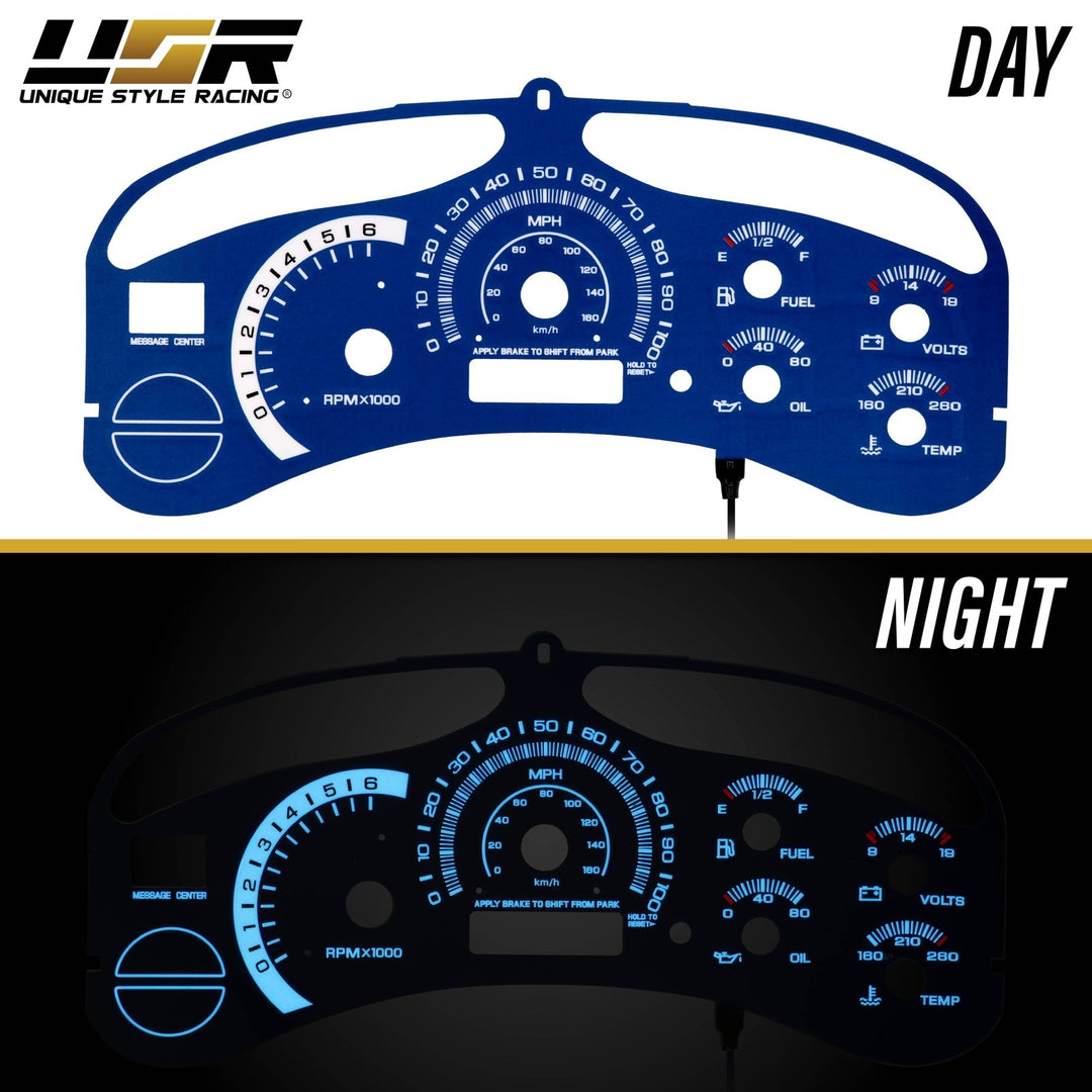 1999 - 2002 Chevrolet Chevy Silverado & Tahoe Blue Gauge Face Blue Glow Gauge for Instrument Cluster