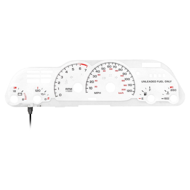 1993 - 1997 Chevrolet Chevy Camaro White Gauge Face Blue/Green Glow for Instrument Cluster