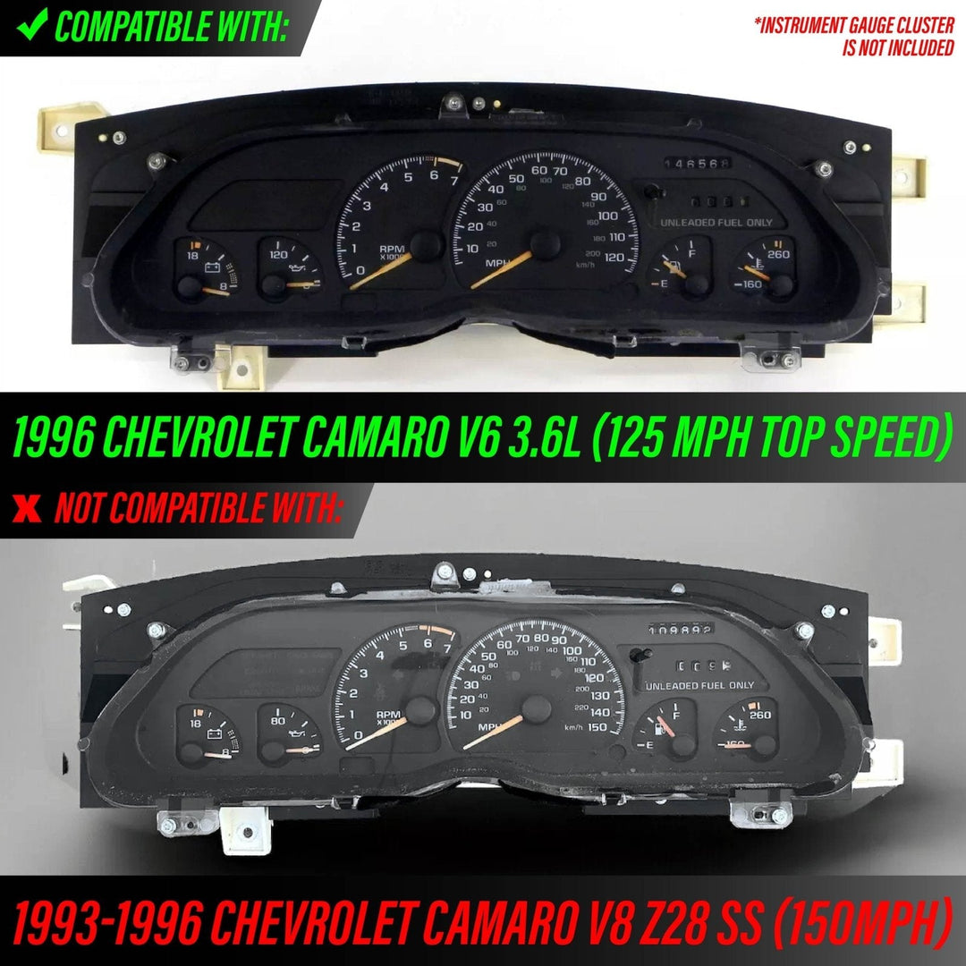 1993 - 1997 Chevrolet Chevy Camaro White Gauge Face Blue/Green Glow for Instrument Cluster