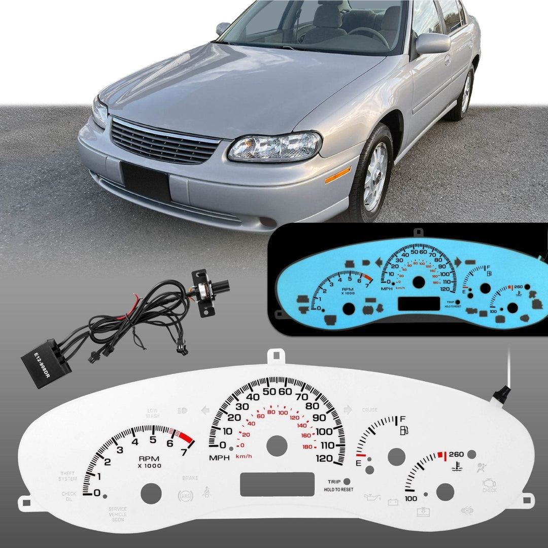 1997 - 2003 Chevrolet Chevy Malibu White Gauge Face Blue/Green Glow for Instrument Cluster