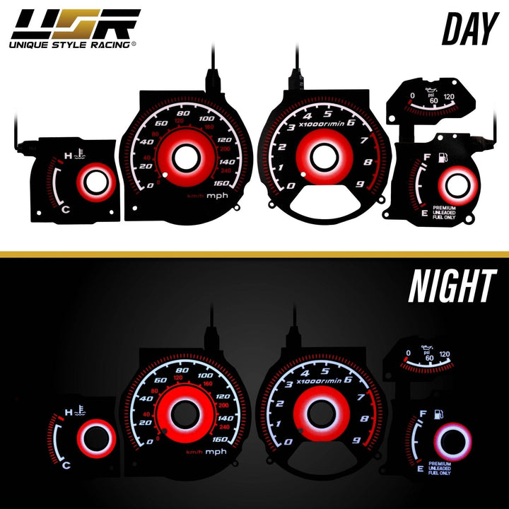 1992 - 1996 Nissan 300ZX 300 ZX NONTURBO Black Gauge Face Red Glow Gauge for Instrument Cluster