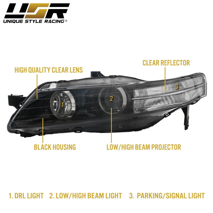 2006 - 2008 Acura TL Clear Corner DIFFUSER Bi - Xenon D2S Projector Headlight